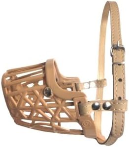 SBE Pet Muzzle for Anti Biting Dog - Adjustable Pet Safety Strap Plastic Muzzle Cum Mouth Cover Beige L 5no