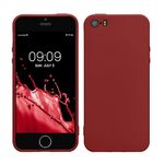 kwmobile Case Compatible with Apple iPhone SE (1.Gen 2016) / iPhone 5 / iPhone 5S Case - Soft Slim Protective TPU Silicone Cover - Dark Red