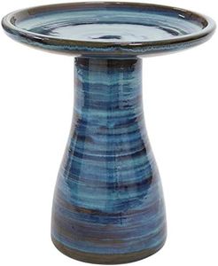 Sunnydaze 21" H Ceramic Bird Bath for Outside - Hand-Painted Outdoor Bird Bath Bowl, UV/Frost-Resistant Finish - Galaxy Blue - Classic Pedestal