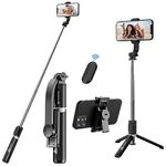 WeCool S2 Selfie Stick with Tripod Stand, 41 inch Selfie Stick with Wireless Remote, Detachable Mobile Holder, Bluetooth Selfie Stick Compatible for iPhone/Android, Ideal for Vlogging & Photo Shoot.