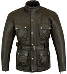 Bikers Gear Australia Classic Vintage Style Waxed Trail Blazer Leather Retro Motorcycle Jacket with CE1621-1 5 Piece Removable Armour, Brown, Size Large