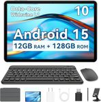 SVITOO Android Tablet 10 inch Android 15 Tablet 2025 for Adults, 12GB RAM 128GB Storage 1TB Expandable, Octa-Core 6000mAh, Includes Keyboard and Mouse Protective Case, Cameras