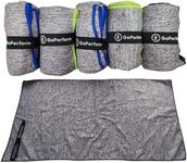 GoPerform PowerPlay Sports Sweat Towels - Silver Ion 5 Set - Anti-Grime, Deodorizing, Rapid Dry, High Absorption Hanging Snap Towel Accessories for Basketball, Football, Baseball, Soccer, and Running