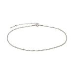 Annika Bella Sterling Silver Chain Choker Necklace, Length 13-16 Inches, Minimalist Layering Chokers, Water-proof, 925 Adjustable Short Necklaces for Women and Teens (Twirl)