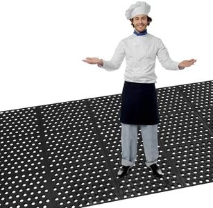 NestChic 82.6" x 35.4" Non-Slip Heavy Duty Commercial Anti-Fatigue Drainage Rubber Mat Roll, Ideal for Restaurants, Bars, Wet Areas, Durable Rubber Floor Mat with Holes, Black