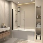 CKB 35 in. W x 55 in. H Frameless Folding Bathtub Door. 180 Degree Rotatable Shower Tub Door. 1/4" Clear Glass. Matte Black