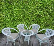 Garden Living Outdoor Indoor Patio Furniture Sets Rattan Chair Patio Set Wicker Conversation Set Poolside Lawn Chairs Swing Area Balcony Outdoor Garden Furniture (4 Chair Set, Cream)