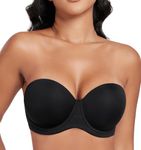 DotVol Full Figure Underwire Contour Pretty Back Plus Size Bra Women's Multiway Strapless Bra(Black,36F)