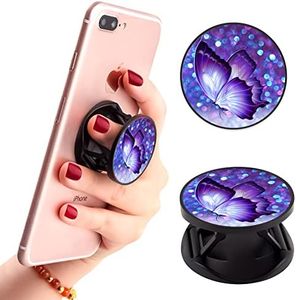 Ufbara 2 Pack Phone Stand Holder Finger Expanding Kickstand Hand Grip Widely Compatible with Almost All Phones Cases (Purple Butterfly)