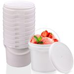 10 Pack Ice Cream Containers, 80oz Ice Cream Pints Buckets with Handle & Lids, Reusable Plastic Freezer Food Storage Tubs for Homemade Ice Cream, Sorbet and Gelato, Dishwasher Safe