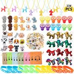 134Pcs Dog Paw Party Favors Set - Dog Paw Print Bracelet Necklace Keychain Brooch Sticker Erasers Puppy Gift Bag for Kids Boys Girls Birthday Goodie Bags Animal Theme Supplies