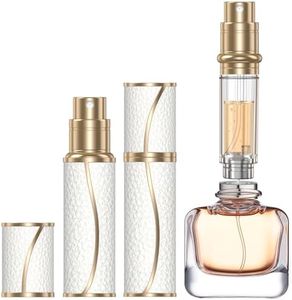 YIERSO 10ml Perfume Travel Refillable Atomizer,Genuine Leather Bottom Filling Perfumes Bottle,Mini Fragrances Dispenser,Portable Cologne Sprayer Pocket Size for Plane Trip Gift 0.34oz (White)