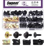 Swpeet 64Pcs Universal Metal Engine Under Cover Body Bolts Bumper Fender and Metal Trim Panel Spring Clip Auto Car U-Clip Trim Moulding Clip with Matched Screws