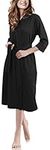 NY Threads Lightweight Women Dressing Gown, Soft Cotton Blend Kimono Robe Perfect for Loungewear and Sleepwear (X-Large, Black)