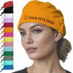 Frogaily Custom Working Hat, Personalized Surgical Scrub Cap Medical Nurse Doctor Cap with Logo/Photo for Women & Men Orange