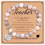 SHCHME Teacher Bracelet Teacher Gifts Natural Stone Bracelet Teacher Appreciation Gifts Teacher Thank You Gifts for Woman (Pink)