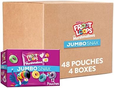 Kellogg's Jumbo Snax Froot Loops Cereal Snacks, Lunch Box Snacks, Fruit Flavored, Original with Marshmallows (4 Boxes, 48 Pouches)