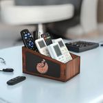 Gift Kya De Gkd Wooden Remote Stand With 3 Sections | Remote Holder For Living Room, Tv, And Ac | Stationary Organizer | 3 In 1 | Ideal For Home And Office (Peacock Wood, Brown)