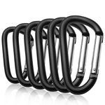 Asiatic Aluminum Carabiners Clip D Shape Locking snap Hook Spring Buckle Snap Chain Link Lock Hook Ring, Locking Snap Clip Also Used for DIY Crafts (Pack of 6)