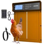 Okkobi Automatic Chicken Coop Door Solar Powered - LCD Display - Chicken Coop Door with Remote Control, Light Sensor & Timer - Security & Peace of Mind: Anti-Pinch function - 5-Year Protection