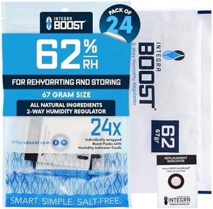 Integra Boost - 62% RH Level - 67 Gram Size - Two-Way Humidity Control Pack - Incl. Replacement Indicator Cards - Food Storage & Herbs Moisture Balancer For Up to 1 LB (Pack of 24)