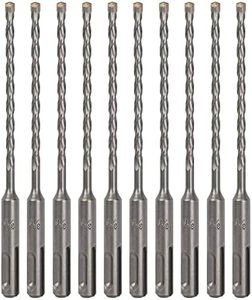 Sabre Tools 10-Pack SDS Plus 3/16" x 6" Rotary Hammer Drill Bits, Carbide Tipped for Brick, Stone and Concrete