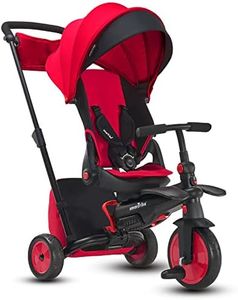 smarTrike STR7 Toddler Tricycle Stroller, Compact Bike Stroller, Easy Push Tricycle Doubles as a Toddler Bike, Baby Tricycle, Deluxe 6M+, Red & Black