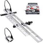 Azaeahom 400LBS Aluminum Motorcycle Carrier, Heavy Duty Hitch-Mounted Dirt Bike Rack, Anti-Tilt Locking Device, Motorcycle Trailer Hitch Carrier with Loading Ramp