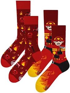 Many Mornings The Fireman Calcetines desemparejados, Multicolor, 39-42 Unisex Adulto