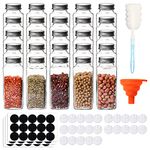 Comrzor 25 Pack 8 OZ Glass Spice Jars, Empty Square Spice Bottles with Shaker Lids and Airtight Metal Caps (Chalkboard Labels, Sponge Brush and Silicone Collapsible Funnel Included)