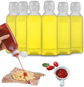 RAMFIYN Condiment Squeeze Bottles for Sauces 10oz With Flip Top, Hot Sauce Bottles With Caps For Oil, Camping Condiment Containers BBQ Sauce, Oil Bottles- 6 pcs, 10oz