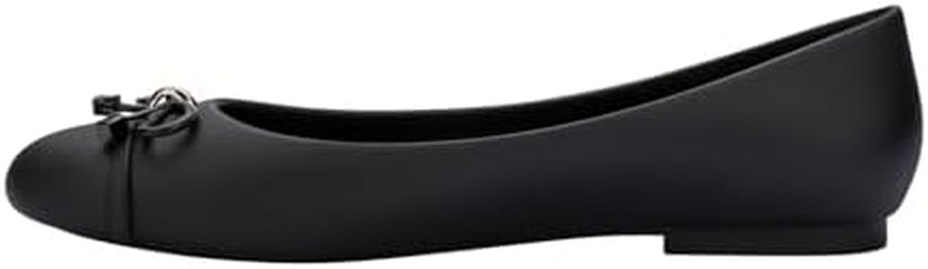 Melissa Doll V Jelly Flats for Women - Soft & Flexible Ballet Flats for Women, Bow Applique, Slip-on Closed-Toe Women’s Jelly Shoes, Black, 8