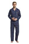 TONY AND CANDICE Men’s Flannel Pajama Set, 100% Cotton Long Sleeve Sleepwear, Multicolor Striped, X-Large