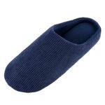 Knixmax Men Winter Warm Slippers Lightweight Comfort Memory Foam Slipper Anti-Slip House Shoes for Home Hotel Guest Blue 8/9UK - 42/43EU