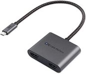 Cable Matters 8K or Dual 4K @60Hz USB-C to HDMI Adapter (USB C to Dual HDMI Adapter) in Gray – Thunderbolt 4 and USB4 Port Compatible (macOS only Supports one Extended Display)
