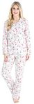 PajamaMania Women's Cotton Flannel Long Sleeve Button-Down Pajamas PJ Set, Polar Bear, Large