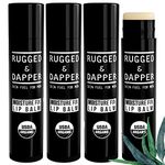 Moisture Fix Lip Balm For Men - 4 Pack - All Natural & Certified Organic - Fresh Eucalyptus Mint Flavor - RUGGED & DAPPER
