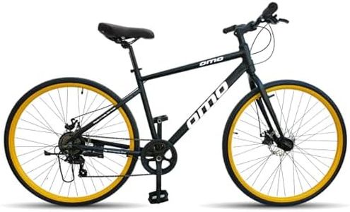 Omobikes Hampi Ace 7S | Shimano Gear 700C*35 Hybrid Cycle | Alloy Frame | Rigid Fork | for 15+ Years, Unisex(Black-Yellow)