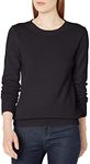 Amazon Essentials Women's 100% Cotton Crewneck Sweater (Available in Plus Size), Black, Large