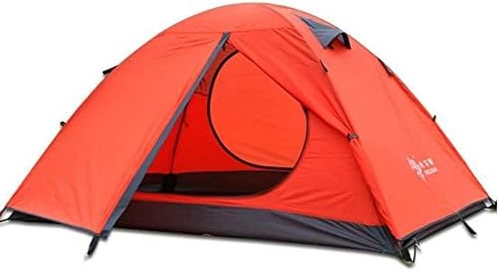 3 Season 2-Person Double Layer Waterproof Dome Backpacking Tent Aluminum Rod Windproof for Camping Hiking Travel Climbing (Orange-2 Person)