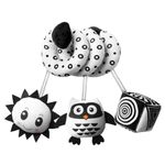 Aolso Spiral Toys for pram, Spiral Pram Hanging Toys, Black and White Pram Toys, Spiral Activity Hanging Toys Car Seat Toys With Ringing Bell, Wrap Around Crib Sensory Early Education Toys, Owl