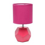 Simple Designs LT2065-PNK Round Prism Mini Table Lamp with Matching Fabric Shade