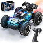 DEERC 1:16 4WD RC Car with LED Lights, Music & Spray, 2.4GHz Indoor Outdoor Off-Road Remote Control Vehicle with Dual Battery 40-Min Playtime, One-Click Demonstration Gift for Kids Boys Ages 5-12