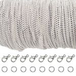 33 Feet Silver Plated Cable Chain Necklace with 30 Jump Rings and 20 Lobster Clasps for Jewelry Making (2.5 mm)