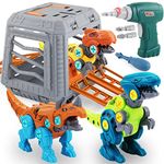 KAEGREEL Take Apart Dinosaur Toys for Kids, 3 Packs Dinosaur Toys with Electric Drill Screwdrivers and Cage, Learning Building Toy Play STEM Gift for Boys and Girls Aged 3+