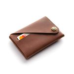 Minimalist Wallet for Men/Women - Classic Brown, Italian Vegetable Tanned Leather Card Holder, Vintage Unisex Cardholder, Money Organiser, Coin Pocket, Handmade Slim, Small Gift, Crazy Horse Craft