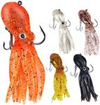 Octopus Swimbait Soft Fishing Lure with Skirt Tail, Lingcod Rockfish Jigs for Saltwater Ocean Fishing, 5Pcs/Pack