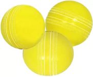 H.K Sports Solid Hard Wind Ball Soft Synthetic Standard Size Indoor Outdoor Cricket Ball Pack of 3 (Yellow)