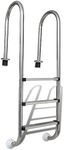 'vidaXL Pool Ladder with 3 Non-Skid Steps - Stainless Steel 304 - Suitable for Standard Pools up to 120 cm Depth - Easy to Install