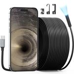 50FT Sewer Camera with Light, Teslong USB-C Drain Plumbing Snake Borescope Inspection Camera with 8 LED Lights, 50 ft Flexible Endoscope Fiber Optic Scope Cam Compatible with iPhone 15, Android Phone